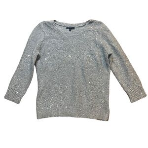 Anne Klein Women’s Large Gray Sequin Sweater 3/4Sleeves